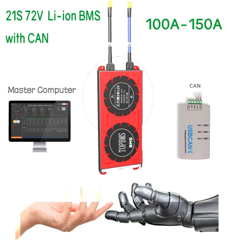 

21S 72V Li-ion BMS100A150A with Bluetooth phone APP RS485 CANbus UART GPS for Li-ion Batteries 3.6V3.7V connected in 21 series
