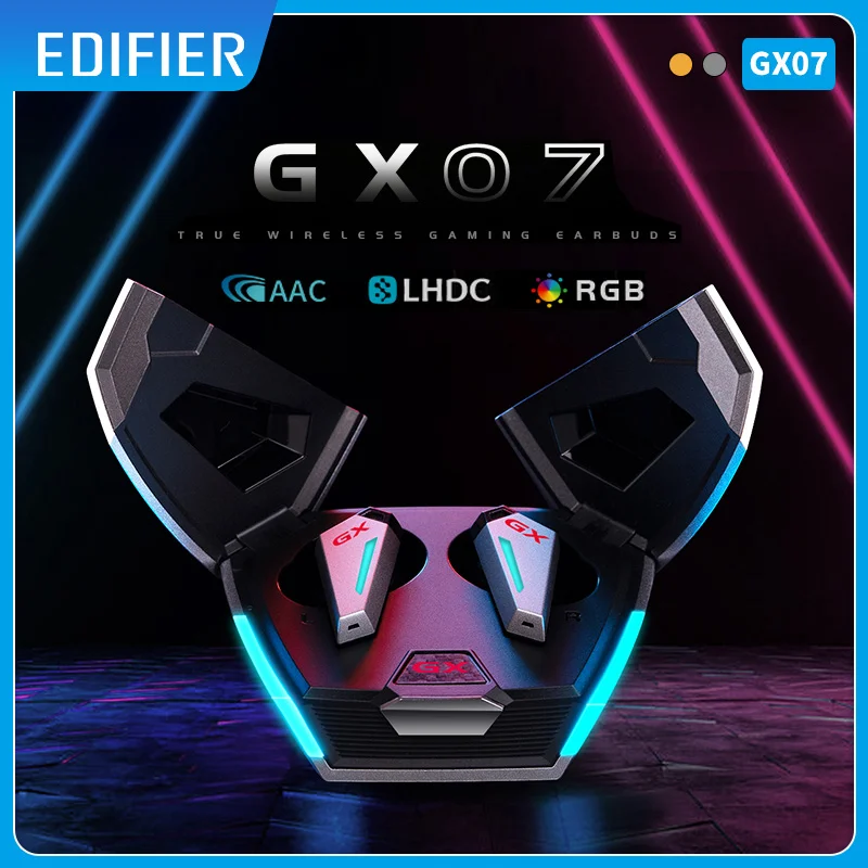Игровые наушники EDIFIER GX07 TWS гибридные ANC RGB подсветка Bluetooth 5 0 LHDC AAC SBC двойной