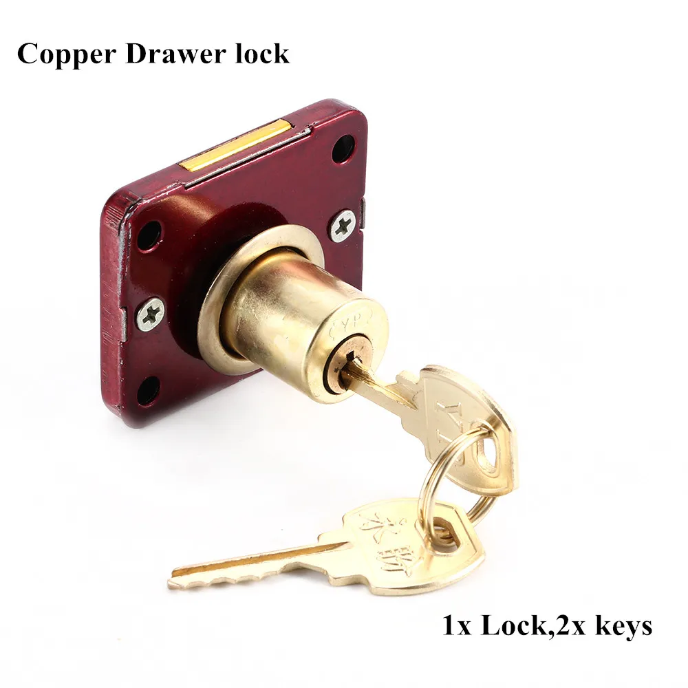 

Copper Desk Drawer Dead Bolt Lock For Drawers Box Cabinet Cupboards Panel With Two Keys Convenient Secure Key Operation