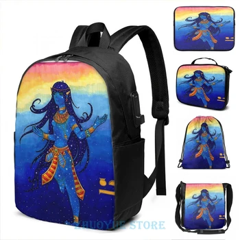 

Funny Graphic print Nut - Goddess of the Night Sky USB Charge Backpack men School bags Women bag Travel laptop bag