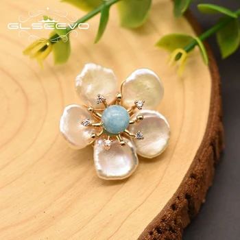 

GLSEEVO Natural Baroque Pearl Flower Brooch For Women Girl Wedding Gift Handmade Fine Jewelry Acesorios Hombre Broszka GO0349A