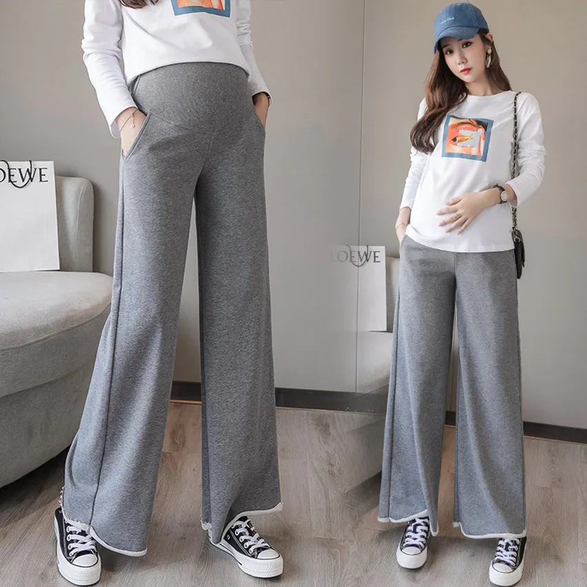 2022 maternity pants spring and autumn wear loose wide leg pants cotton leggings trousers nine points 2
