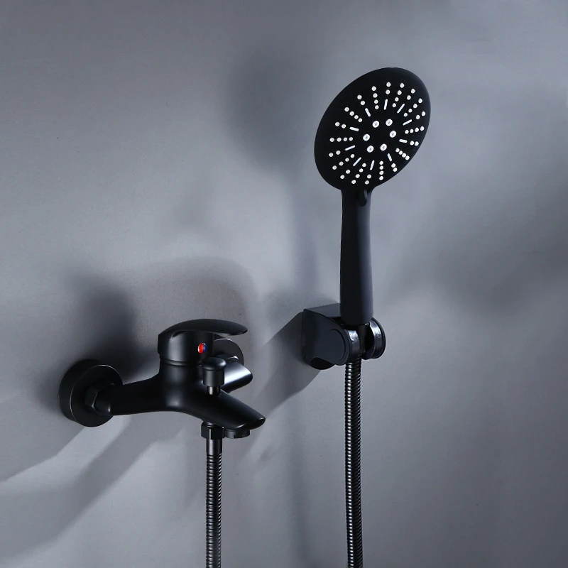 Mattschwarze Duscharmaturen Für Badezimmer, Badewanne, Duscharmatur, Wasserregelventil, Wasserhahn, Wandmontage, Handbrause-Set