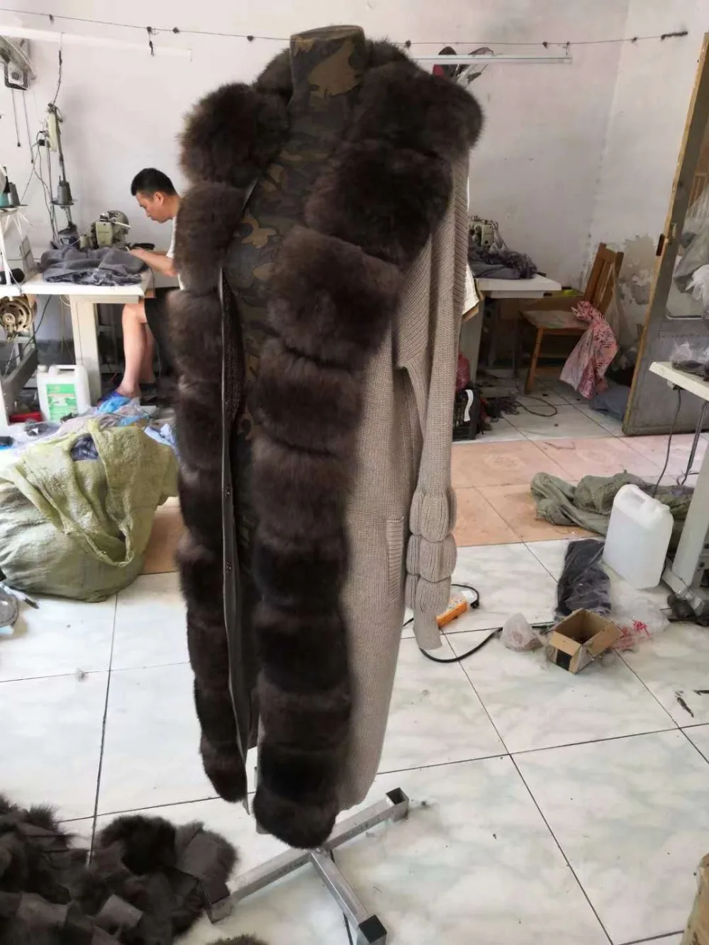 Discount EIFURKOP Women real fur coat genuine wool knitting with fox collar warm winter coat real fox fur coat winter long outerwear 8