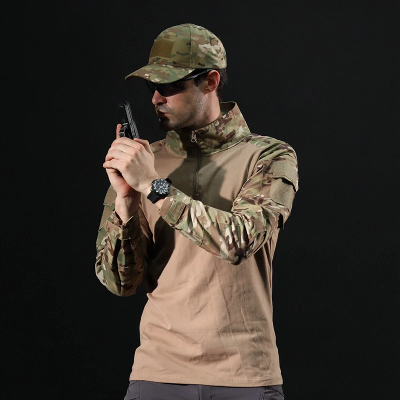 Камуфляжная армейская походная рубашка для кемпинга, Мужская армейская тактическая рубашка с солдатами США, камуфляжные футболки с длинными рукавами с мультикамом