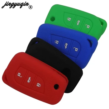 

jingyuqin 30pcs/lot Silicone rubber car key cover case shell set protector fob for Toyota Highlander Camry RAV4 3 button key