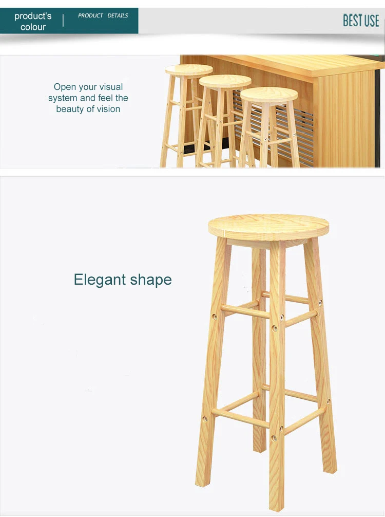 Solid wood bar stools bar retro bar chair fashion European high chair 70cm reinforced version walnut hand chair