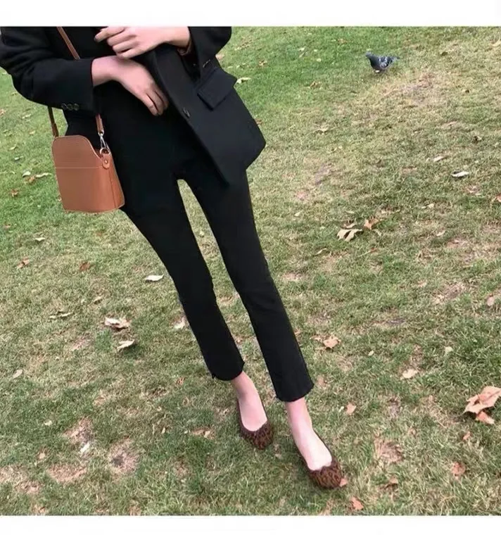 

2021 Новая Летняя женская обувь на высоком толстом каблуке; Обхват талии все-матч с девятью точками прямые джинсы