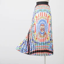 Плиссированная юбка осень-зима, новая плиссированная юбка с принтом, длинная юбка с высокой талией, осенняя юбка