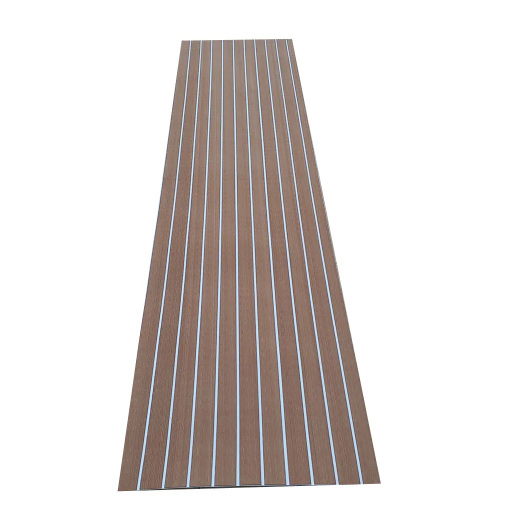 240x60cm Non-Slip Boat Flooring Decking Pad, 6mm Thickness EVA Foam Faux Teak Marine Yacht Floor Mat Sheet