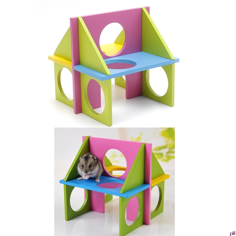 

Pet Mouse Rat Hamster Wooden Funny Fun Gym Playground Exercise Safe Toy Colorful