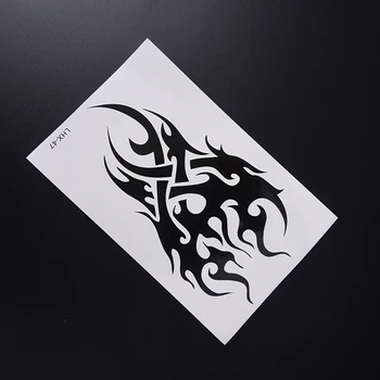 

Fake Waterproof Tribal Totems Black Drgon Fire Tattoos Water Transfer Temporary Stickers Disposable Glitter 19*12cm