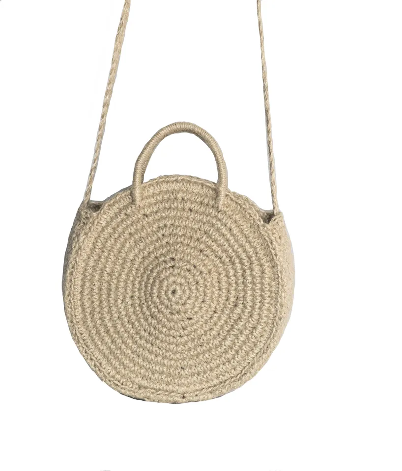 jute round sling bag