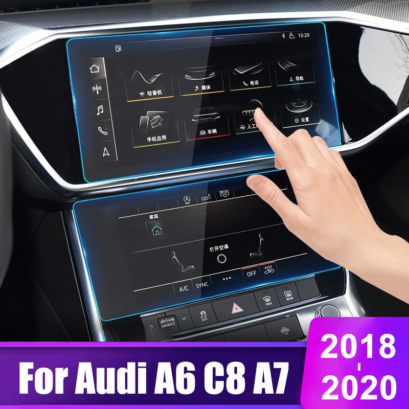 

For Audi A6 C8 A7 2018 2019 2020 Tempered Glass Car GPS Navigation Screen Protector Film Dashboard Monitor Sticker Accessories