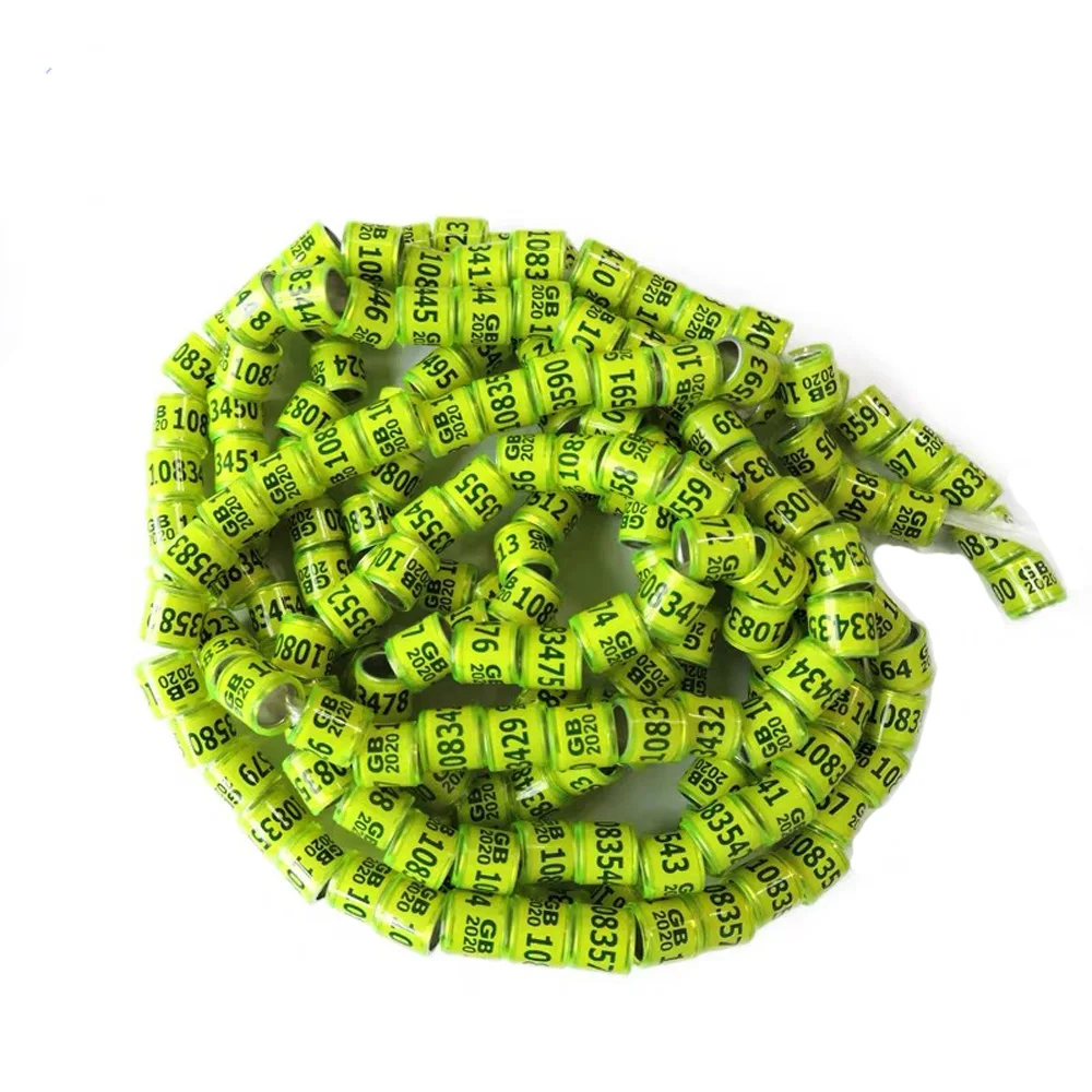 Светло-зеленый 50 pcs multicolor Pigeon Foot Ring With Word Earrings Quality Durable Bird Ring Racing Pigeon Foot Ring Bird Tools - Цвет: Светло-зеленый