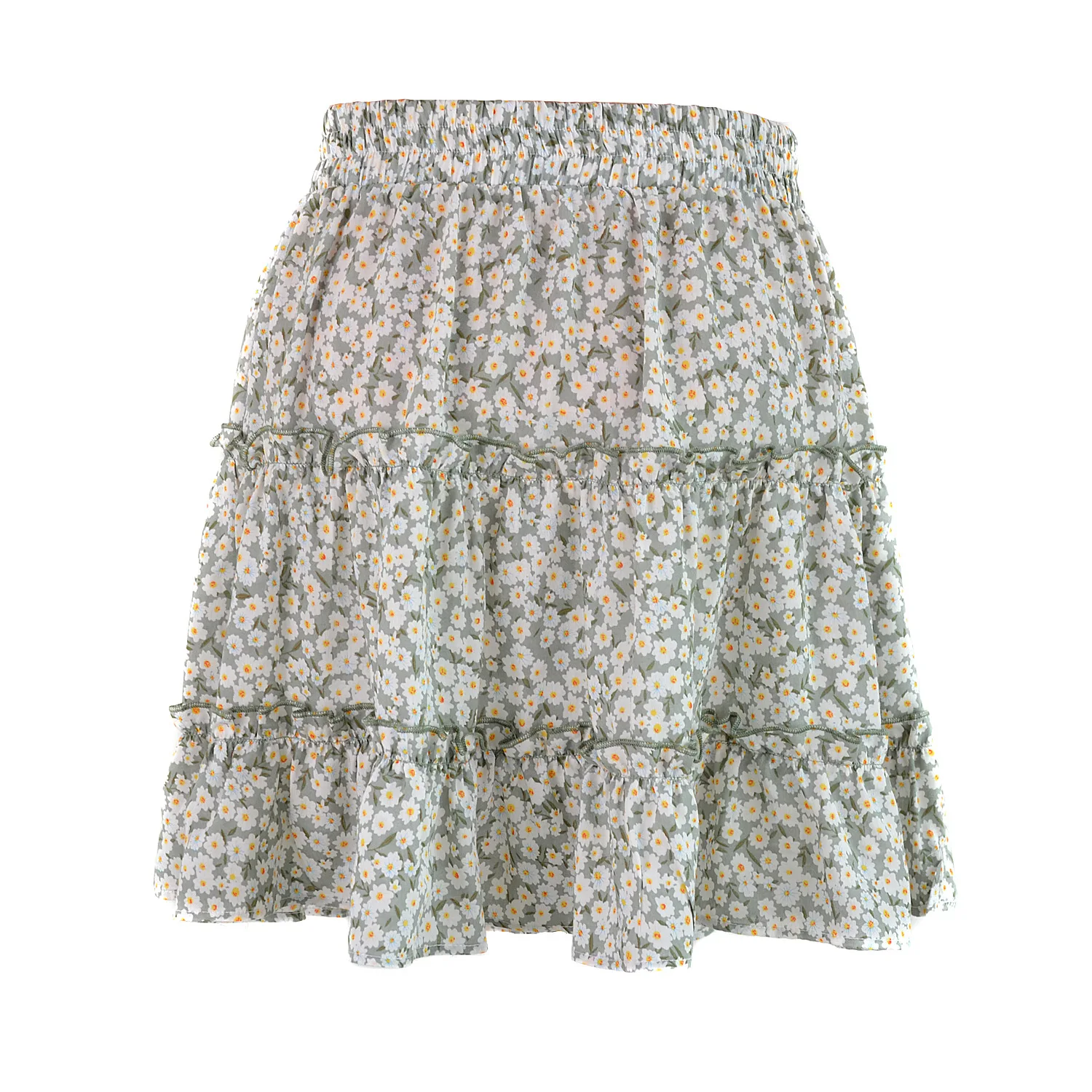 2020 Sexy Fashion Women New High Waist Frills Skirt for Women Broken Flower Half-length Skirt Printed Beach A Short Mini Skirts