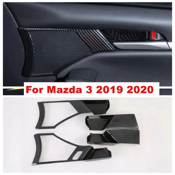 

Inner Car Door Pull Doorknob Handle Bowl Decoration Panel Cover Trim For Mazda 3 Hatchback Sedan 2019 2020 ABS Carbon Fiber Look