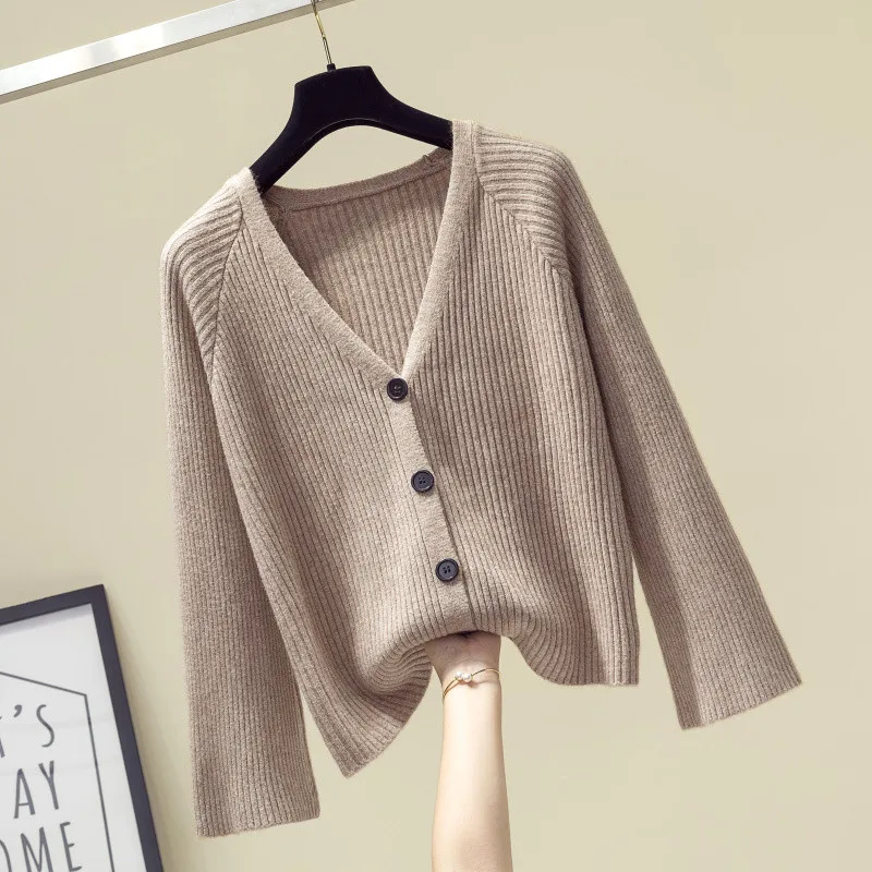 

Elegant Cashmere Sweater Women Coat 2019 Loose Solid Knitted Cardigan Autumn Long Flare Sleeve Korean Style Cardigan Pure Jumper