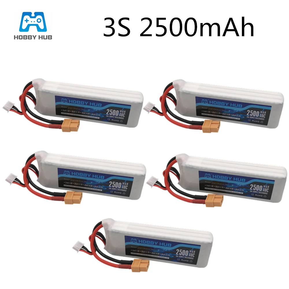 

Hobby Hub 3s Lipo Battery 11.1V 2500mAh 40C MAX 80C For Drone RC Car Airplane Boat Part 2200mah 3s battery For X16 x21 x22