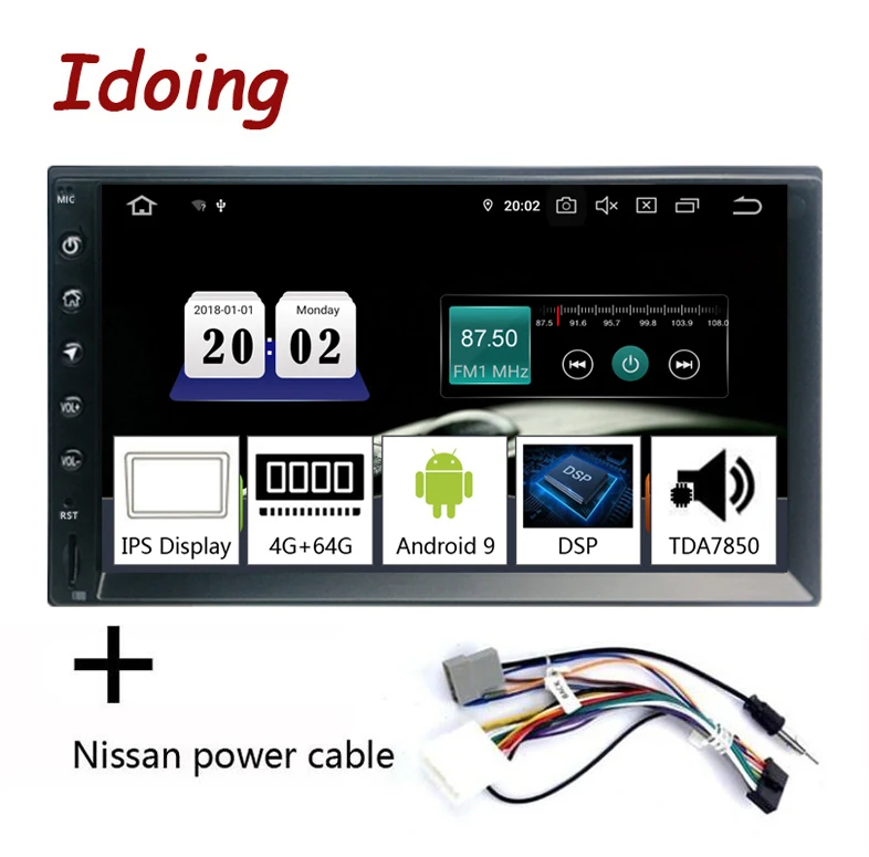 Idoing 2Din " PX5 4G+ 64G Восьмиядерный Универсальный Автомобильный gps радио плеер Android 9,0 ips экран навигация Мультимедиа Bluetooth TDA7850 - Цвет: Nissan Power Cable