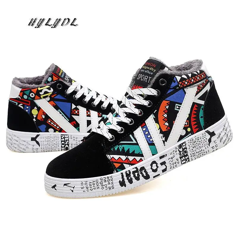 Najtaniej Męskie buty na co dzień wulkanizowane zimowe trampki Unisex moda Graffiti lekkie oddychające para sportowe buty Walking Jogging Zapatos