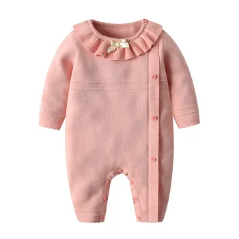 

Children's Clothing New Cotton Knitted Jumpsuit Baby Girl Pink Wool Romper Autumn and Winter toddler girl winter clothes