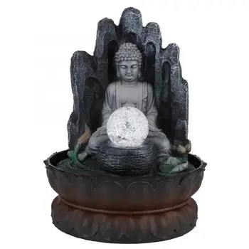 

Unique Buddha Shape Desktop Fountain Decoration Resin Home Tabletop Ornament with Light Home Decoration