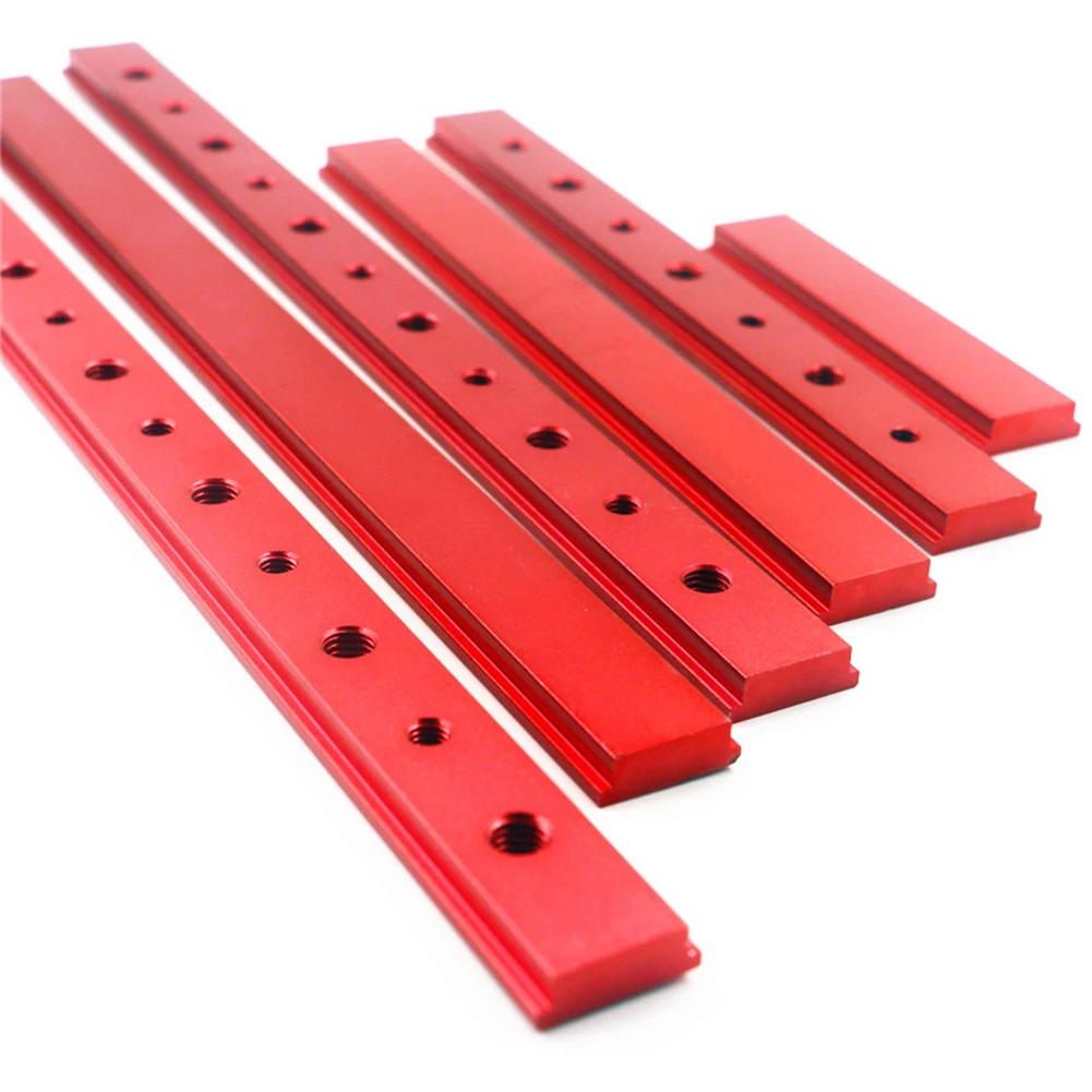 

100/200/300/450mm red Aluminium Alloy T-track T-slot Slider Without thread / With thread DIY Woodworking Tool for milling table