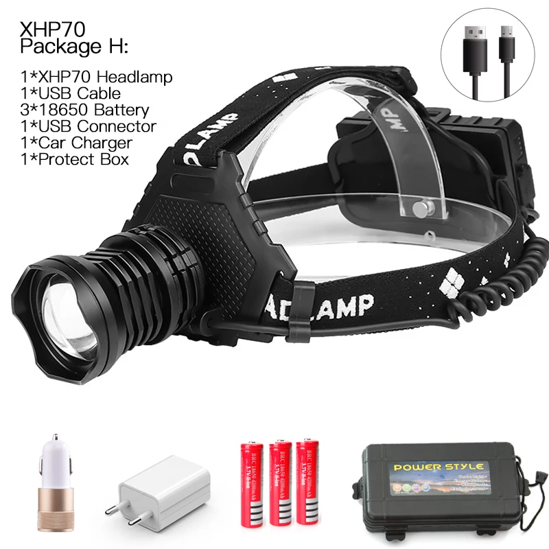Chargeur US 90000LM-10000LM DEL Lampe de Poche Torche Zoomable lumière 18650 Batterie