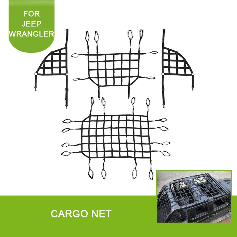 

Cargo Net For Jeep Wrangler JL 2018+ Roof Goods Network Top Storage Luggage Bed Cover Car Rest Hammock Trunk Exterior Organizer