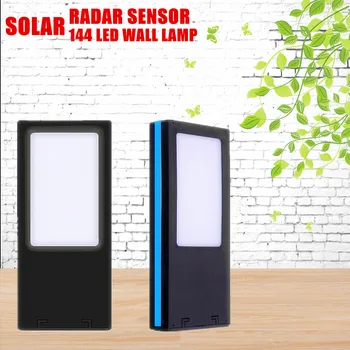 

144LED Solar Powered Light Outdoor Solar Radar Sensor Wall Lamp Blue-ray Side Waterproof For Garden Garage Path Doorway Security