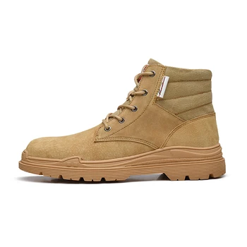 

High Quality Korean Edition Work & Safety Men Boots Hipster Autumn/winter Men's Martin Boots Warm Lace-up Round Toe Mens Shoes