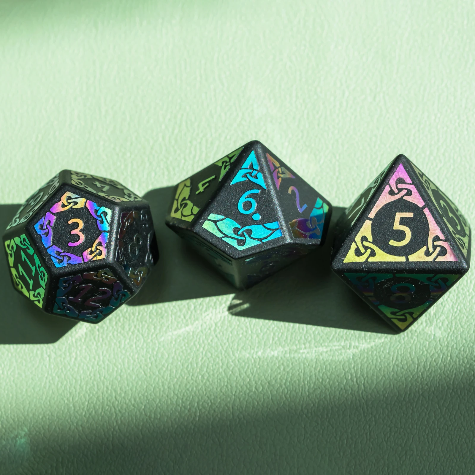 Cusdie Colorful Obsidian DND Dice Handmade 16mm Polyhedral Stone Dice Set with Leather Box D&D Dices for Tabletop RPG Collection