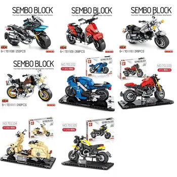 

City Speed Motorbike Model Building Blocks Technic Motorcycle Autocycle Vehicle Racing Car Bricks Children Toys Kids Gifts Sembo