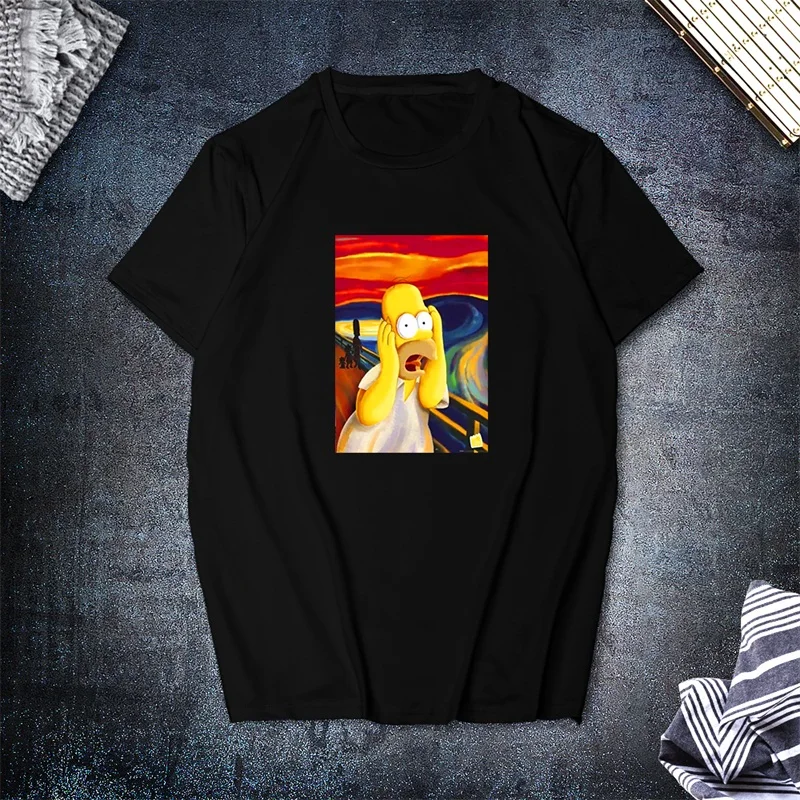 Женская футболка Харадзюку Симпсон печатные футболки Топы мультфильм о-образный вырез женская футболка короткий рукав брендовая повседневная черная футболка размера плюс