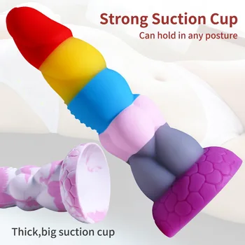 Rainbow colors Huge Dildos for Women Lesbian Anal Toys Big Fake Dick Silicone Females Masturbation Sex Tools For Adults Products 4