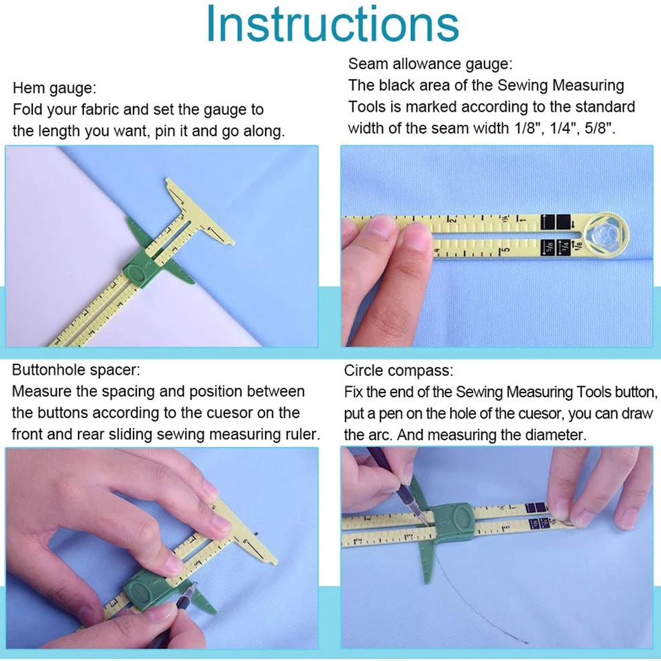 Lot De 3 Règles à Coulisse Pour Couture Et Patchwork - Règle De Mesure 5 En 1 En Plastique Et Acier - Pour Quilting Et DIY