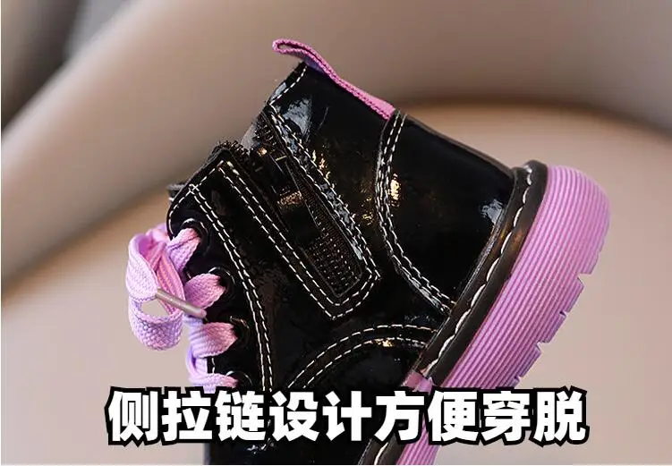 Botas para Crianças Botas para Meninas Couro do Plutônio à Prova Sapatos de Neve Crianças Novas Sapatos Tamanho Martin Dwaterproof Água Inverno Meninos Botas 21-30 6 Cheap Botas