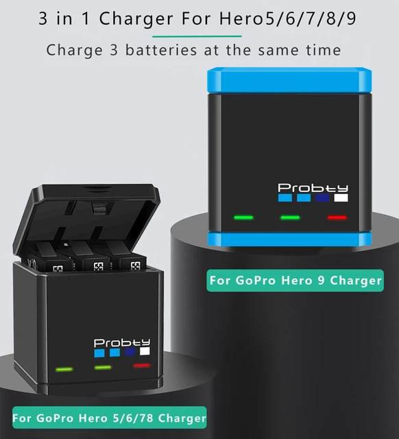 Batterie ou Triple chargeur pour appareil photo GoPro, Hero 8, 7, 8, noir,  décodage complet, Original - AliExpress
