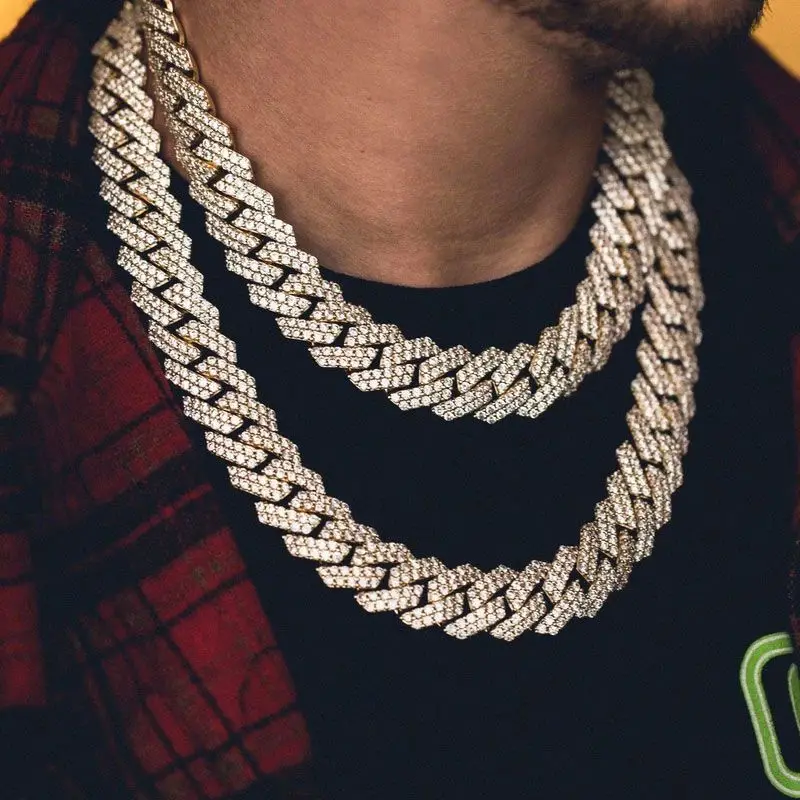 3 row cz 19mm diamonds cuban link chain 