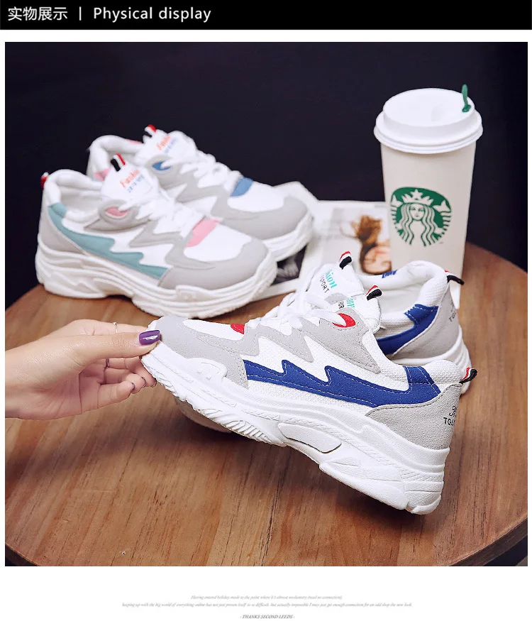 Women Comfortable Sneaker Shoes Pink Chunky Sneakers Platform Wedge Wedges Shoes for Women Zapatos De Mujer Casual Shoes