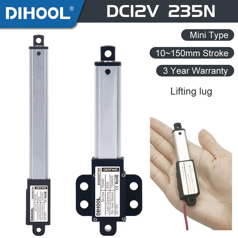Мини электрический линейный привод 10 мм 30 50 100 DC 12V микро мотор контроллер игрушка