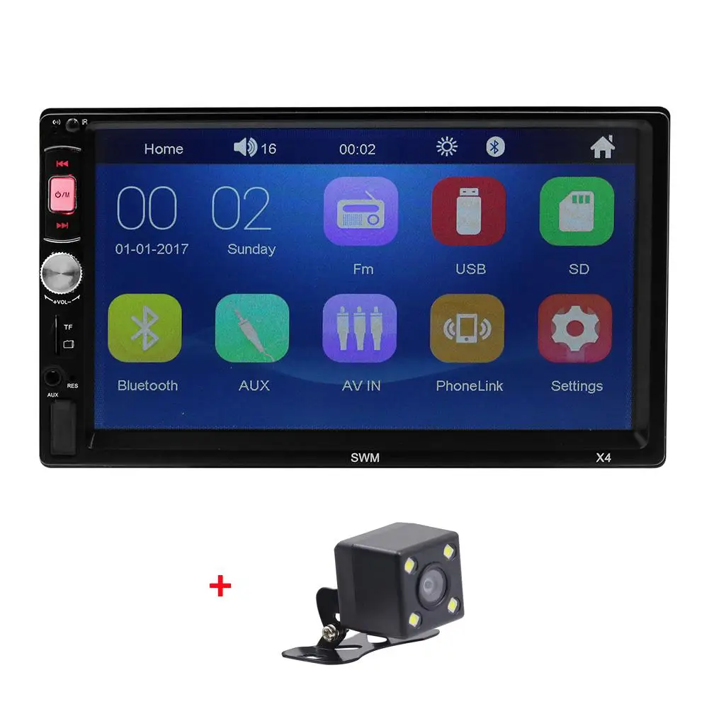LumiParty автомобильный стерео MP5 плеер 7 дюймов FM радио Bluetooth 4 0 USB AUX заднего вида