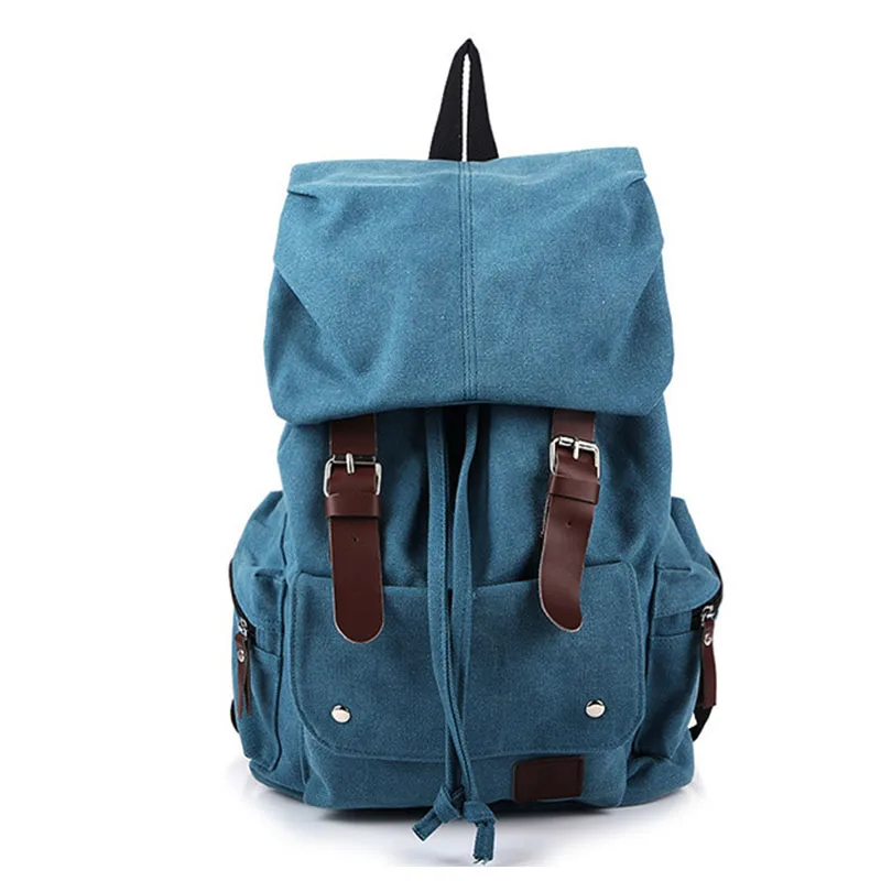 

42cm High Female Fashion Canvas Backpack Women/Men Preppy Style School Student Lady Girl Laptop Notebook Bag Unisex Blue