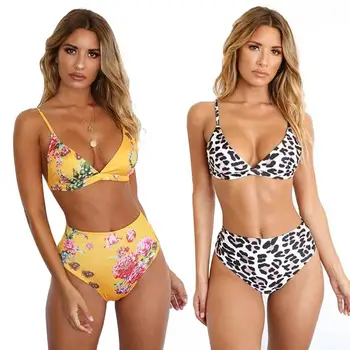 

Elastic Sexy Beach Wear Swimsuit Breathable Polyester Women Fashion Snake Print Bikini Swimwear Girls Adjustable Bikini Set