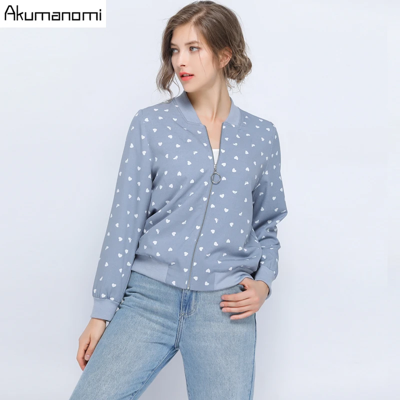 discount  Women Jacket Plus Size Fashion Ladies Retro Heart Zipper Up Bomber Jacket Casual Coat Autumn Spring