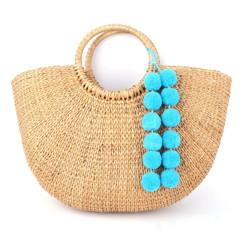 Помпон Шарм Для женщин Strawbag помпоном длинные сумка аксессуары для Boho плюш