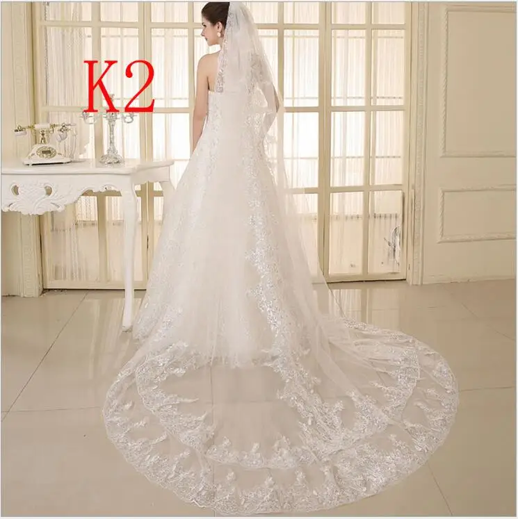 off white Свадебная вуаль элегантная слоновая кость собора кружевная свадебная вуаль лепестки окантованные аксессуары TS289 - Цвет: off white