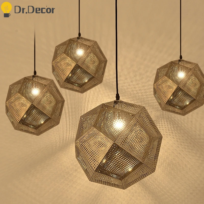 

Nordic Iron Pendant Lights Stainless Steel Rhomboid Lampshade Hanging Lamp Living Room Bedroom Pendant Lamp Loft Hanglamp Lustre