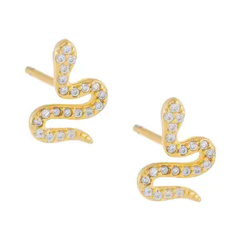 

LOZRUNVE Luxury Jewel 925 Silver Cute Pave CZ Mini Snake Earring Stud